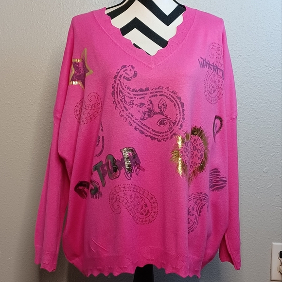 New Collection Boho Loose Fit V-Neck Jumper Sweater - Picture 3 of 12